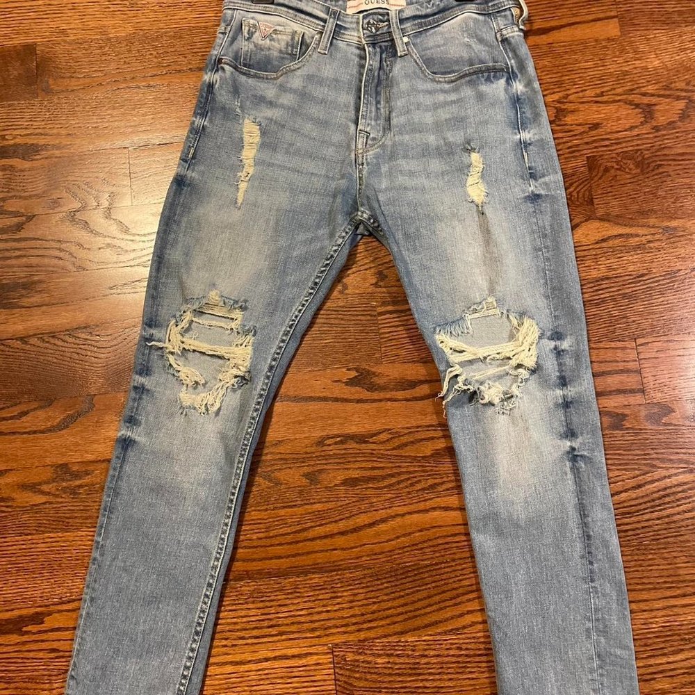 Guess mens blue ripped jeans